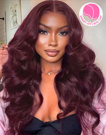 Lydia- Smart-Fit Pull Go Purple Black Cherry Loose Wave Wig With Invisi Drawstring Glueless Wig Pre Cut Lace