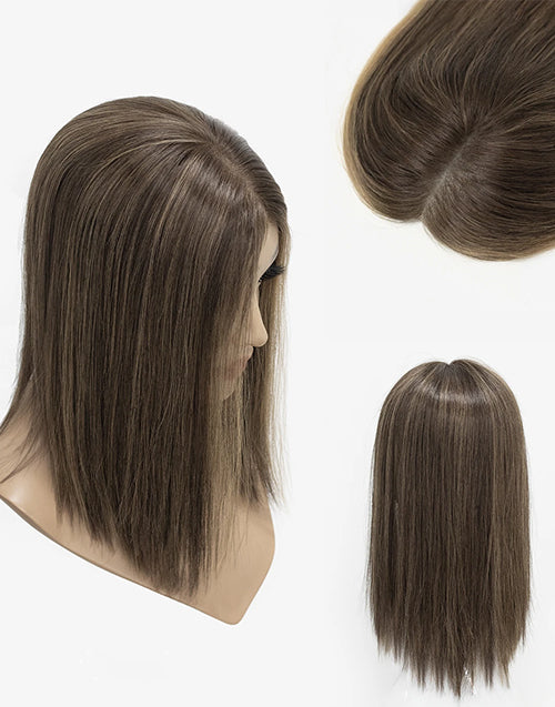 3”x5” Fine Mono Base Clip-In Crown Blonde Remy Human Hair Toppers For Thinning Hair