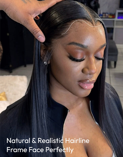 Widows Peak Lagos Hairline M Shaped Hairline Straight 13x5 Pre Cut Real HD Lace Front Wig