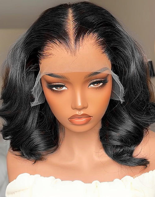Lagos M Hairline Wavy Bob Wig 13x5 Pre Cut Real HD Lace Human Hair Glueless Wig