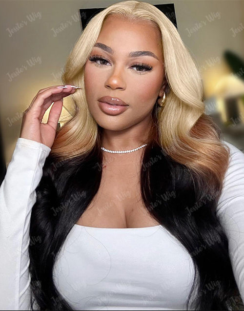 26" Ombre Blonde 3 Shades Body Wave 13x4 Lace Wig 250% Density Flash Deal