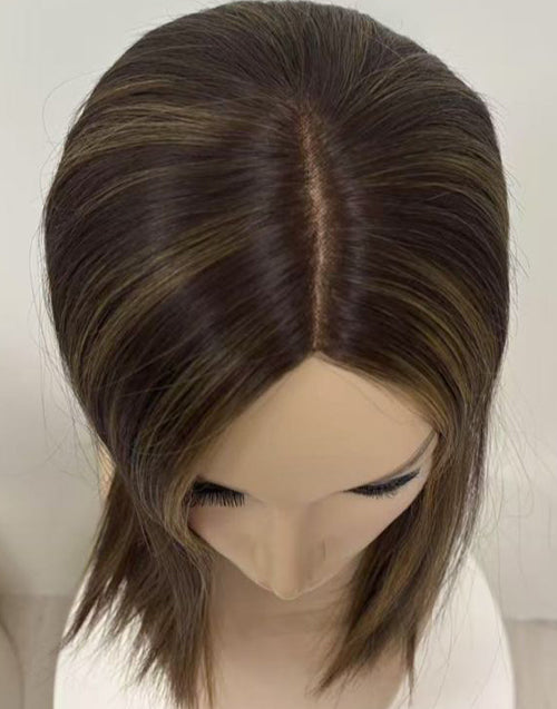 Mono Top 7.5”x8” Human Hair Topper Straight Chinese Remy Hair | Lightweight Volumizing for Thinning Hair