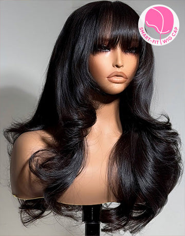 Wynn- Smart-Fit Pull Go Glueless Wig Butterfly Style Wig With Bangs Loose Wavy Wig Pre Cut Lace Wig