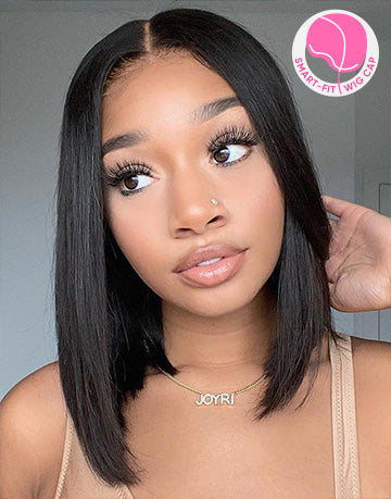 Elvira- Smart-Fit Pull Go Glueless HD Lace Pre cut 13x4 Short Blunt Cut Bob Lace Wig 4x4 Brazilian Remy Straight Hair Wigs