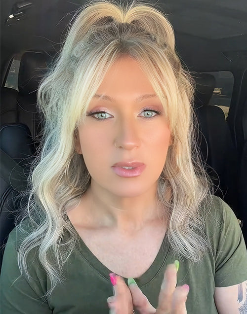 Love- Influencer Same Curtain Bangs Highlight Ash Blonde Wavy Bob Wig Glueless Wig Human Hair