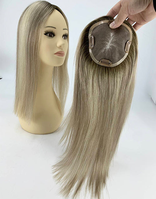 #8 #18 Mono Top 5"X5" Human Hair Topper For Women Thinning Hair Or Hair Loss