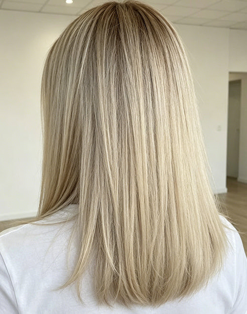 12" 16" Mixed Light Bright Blonde Dark Roots Straight 13x6/5.5x5.5 Lace Bob Wig Flash Deal