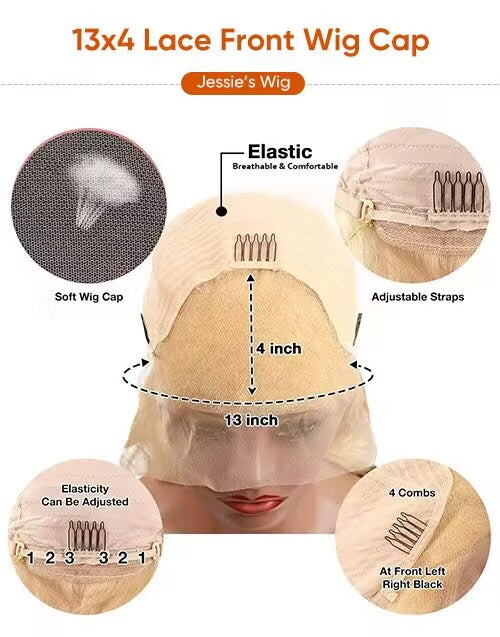 Inside view of Jessie's Wig 13x4 lace front wig cap with adjustable straps and combs.