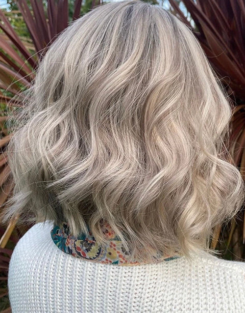 Luis- Ombre Light Grey Blonde Short Wavy Bob Human Hair Wigs 13x4 Lace Front Wig