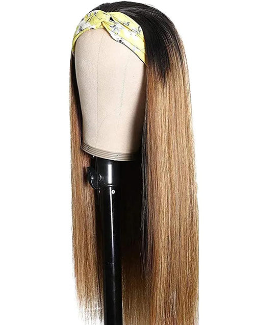 T1B/27 Straight Headband Wig Easily Do High Ponytail/Bun By Yourself