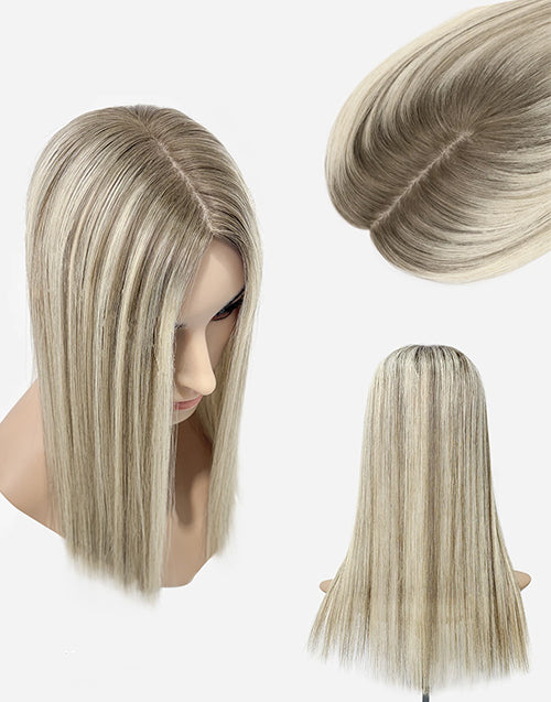 6"×6.5" Soft Blonde Natural Hair Topper Remy Human Hair