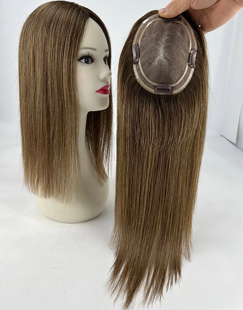 #6 #8 Mono Top 5.5"X6.5" Human Hair Topper For Thinning Hair Or Hair Loss For Women