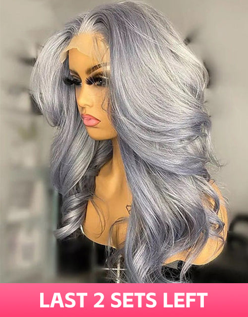 12" 16" 24" Grey Color Wavy Wig Glueless 13x4/4x4 Lace For Women Flash Deal