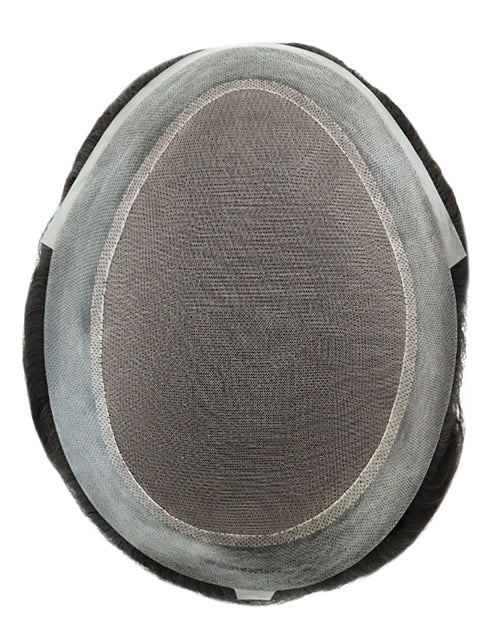 8"x10" Toupee for Men Fine Mono in Body 1.25" Polyskin in Perimeter Indian Human Hair