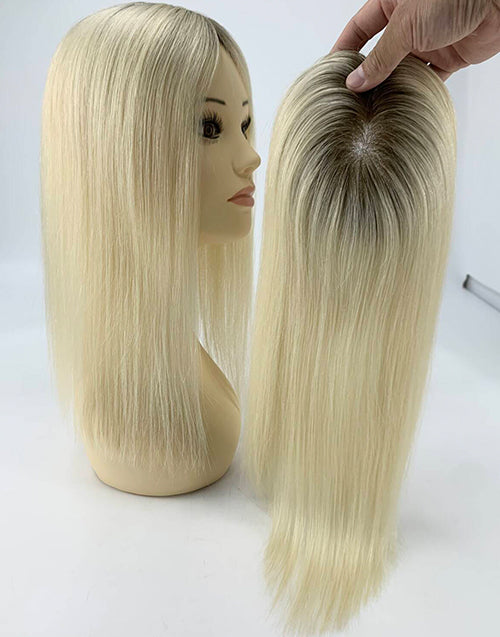 #8 #18 Mono Top 5"X5" Human Hair Topper For Women Thinning Hair Or Hair Loss