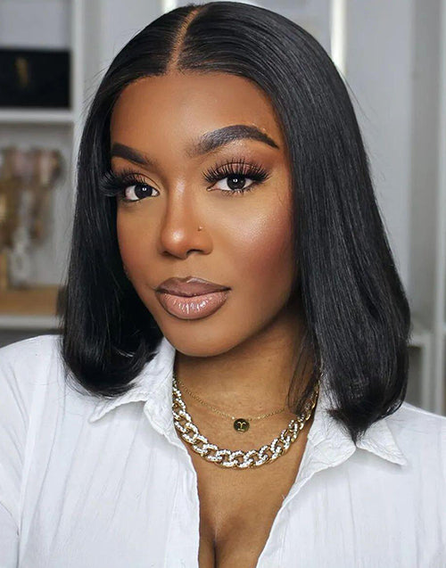 2 WIGS=$99|16" Body Wave 13x5 Pre Cut Lace Wig With Bangs+8" Bob Straight 13x4 Lace Wig Flash Deal