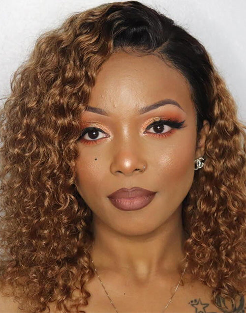 18"-22" T1B/30 Water Wave 13x4 Lace Front Wig Glueless Human Hair Wig Flash Deal