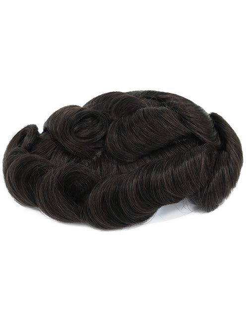 8"x10" Toupee for Men Fine Mono in Body 1.25" Polyskin in Perimeter Indian Human Hair