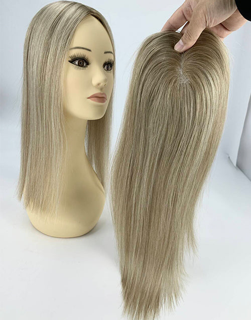 #8 #18 Mono Top 5"X5" Human Hair Topper For Women Thinning Hair Or Hair Loss