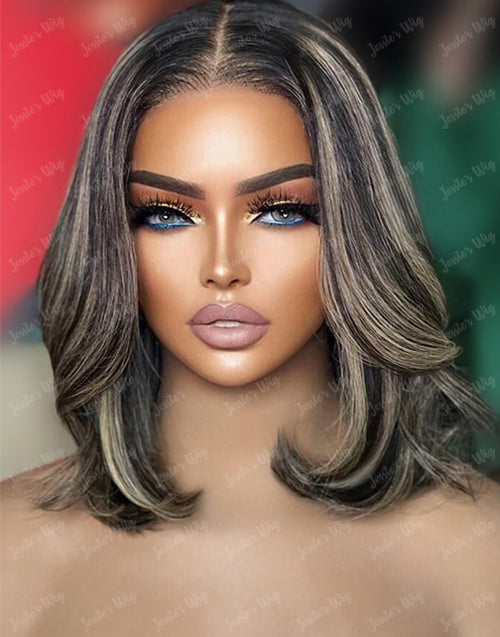 Helen- Smart-Fit Pull Go Highlight Honey Short Wavy Bob 13x5 Pre Everything Wig Human Hair Glueless Wig