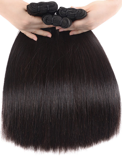 {15A 1/3Pcs} Super Double Drawn Straight Full End Unprocessed Natural Black 1/3 Bundles Human Hair Extensions
