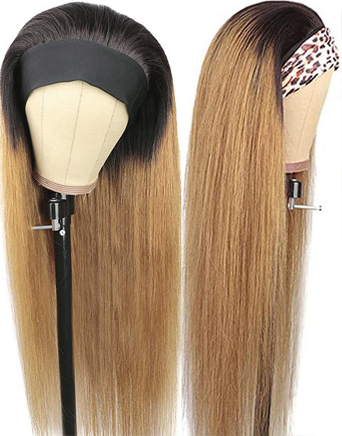 T1B/27 Straight Headband Wig Easily Do High Ponytail/Bun By Yourself