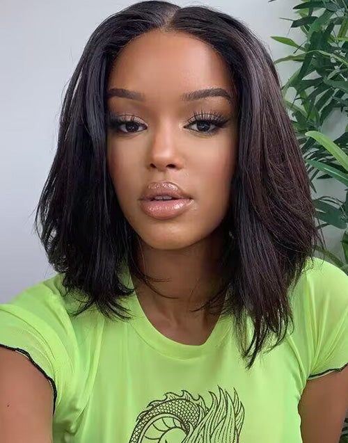 Kay- Smart-Fit Pull Go Straight Layered Cut Short Bob Glueless Wig 13×5 Pre Cut Lace Front Human Hair Wig