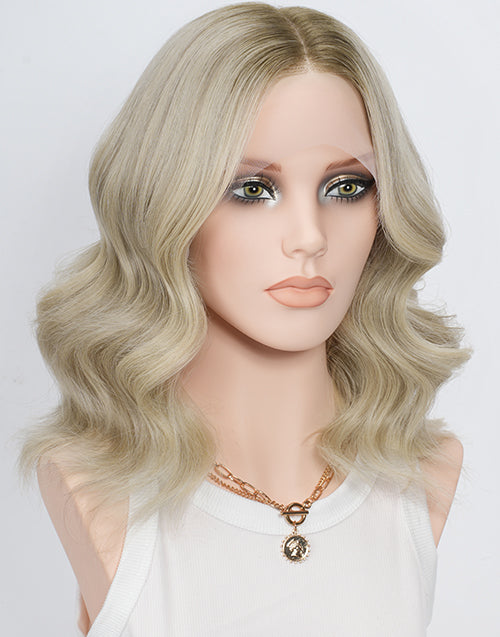 Corita- Jewish Wig Ombre Blonde Highlight Short Bob Wavy Glueless Wig