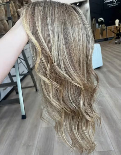 Doval- True-Hold Glueless Cap Ombre Ash Blonde Highlight Wavy 13x4 Lace Wig For Women