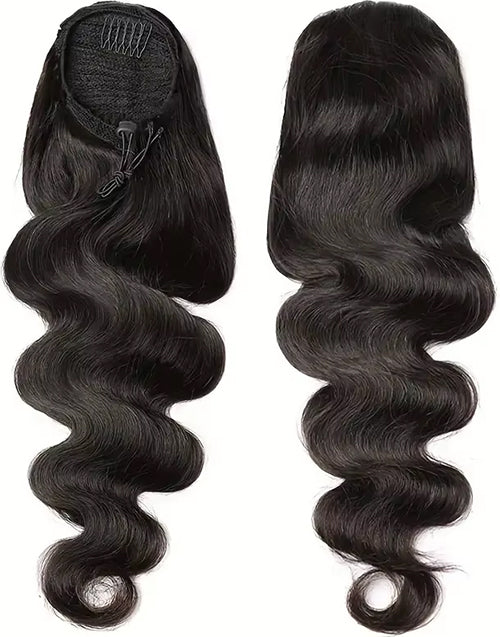 Body Wave Drawstring Ponytail Human Hair Extensions Clip In For Women
