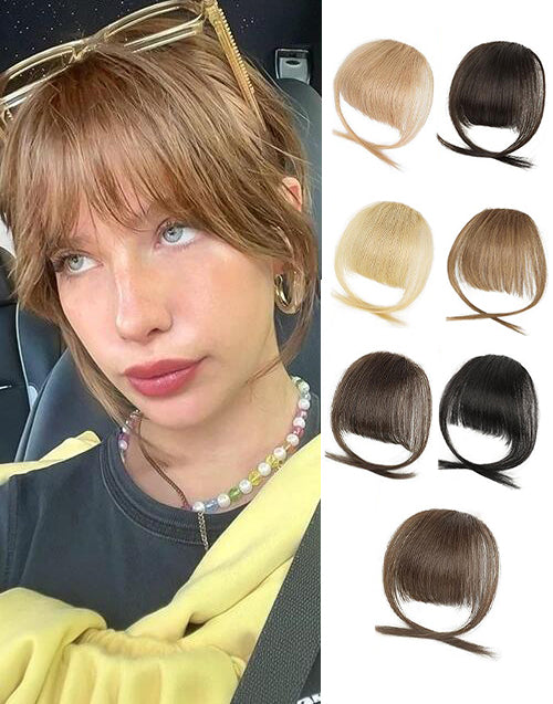 #8/#613/#18/Black/Dark Brown/Medium Brown/Soft Brown Clip in Bangs Daily Wear Real Human Hair Clip On Bangs