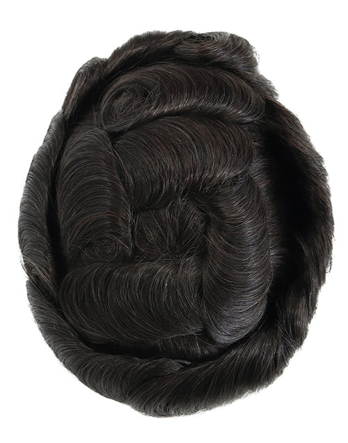 8"x10" Toupee for Men Fine Mono in Body 1.25" Polyskin in Perimeter Indian Human Hair