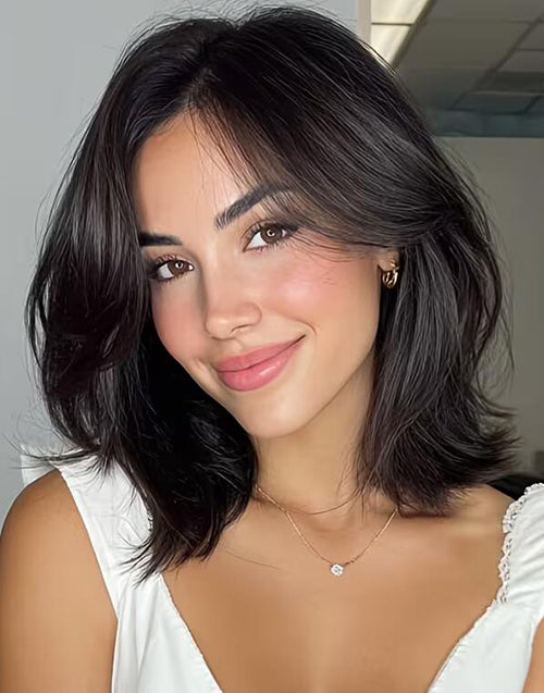 Eulalia- Fashion Natural Wave Bob Glueless Wig For Women Pre Cut Lace Wig