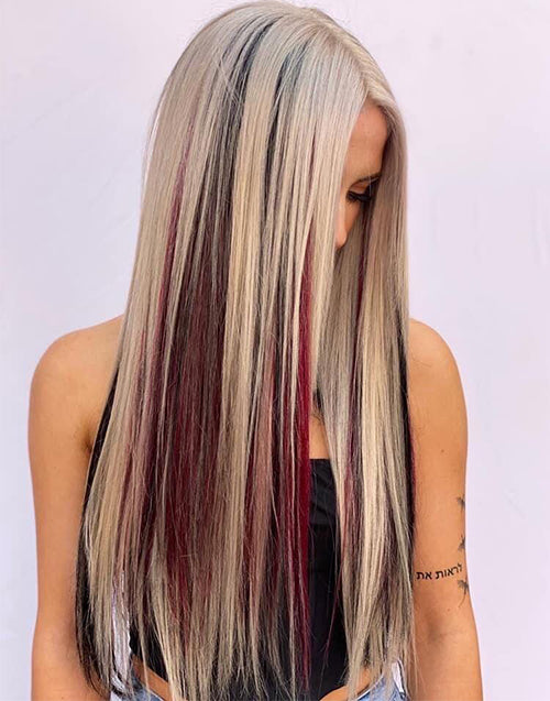 Goly- Red Black Burgundy and Ash Blonde Hair Color Straight 5.5x5.5 Lace Wig For Women Human Hair