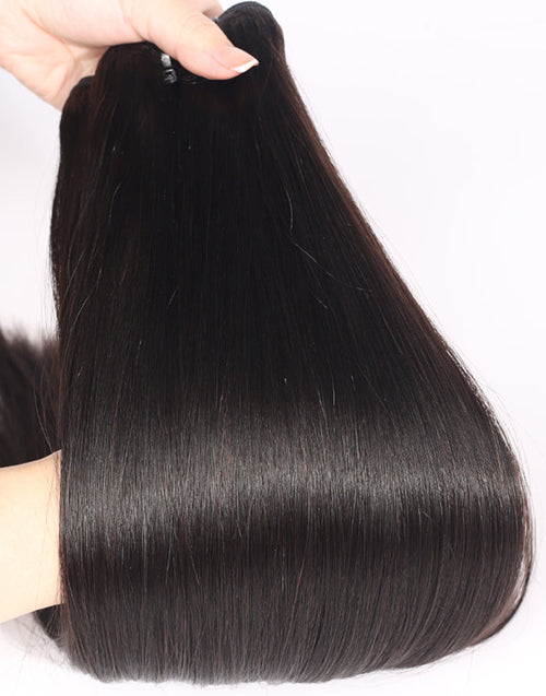 {15A 1/3Pcs} Super Double Drawn Straight Full End Unprocessed Natural Black 1/3 Bundles Human Hair Extensions