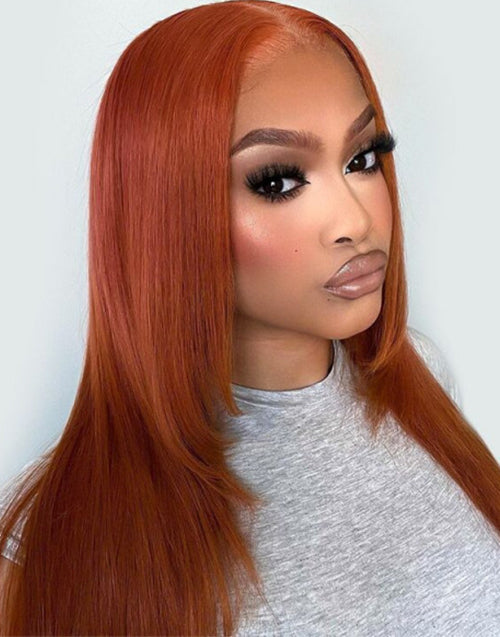 Layered Cut Ginger Wigs Burnt Orange Straight Hair 13x5 Pre Everything Glueless Wigs