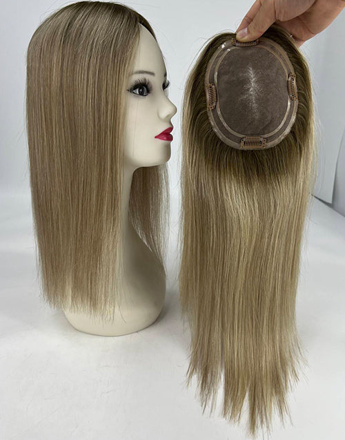 #6 #8 Mono Top 5.5"X6.5" Human Hair Topper For Thinning Hair Or Hair Loss For Women