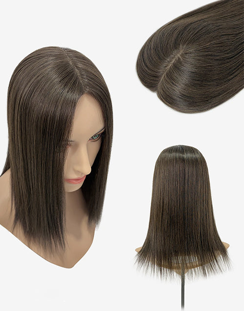 3”x5” Fine Mono Base Clip-In Crown Blonde Remy Human Hair Toppers For Thinning Hair