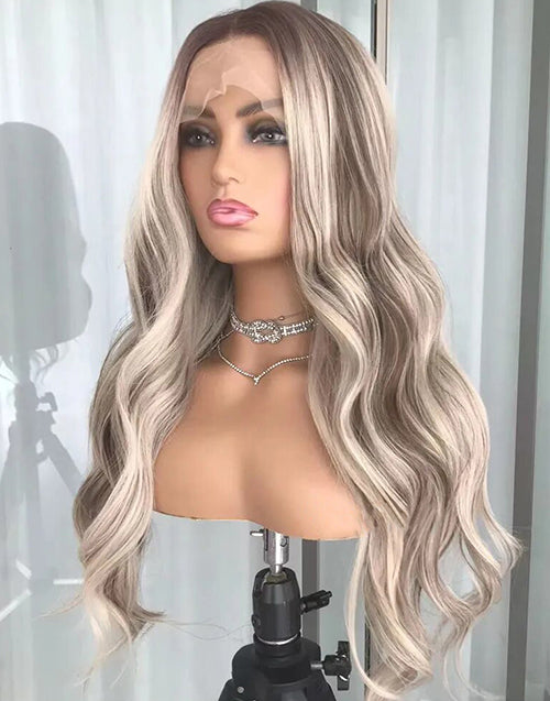 Rely-Highlight Platinum Blonde Loose Wavy 13x4 Frontal Wig Glueless Human Hair Wig