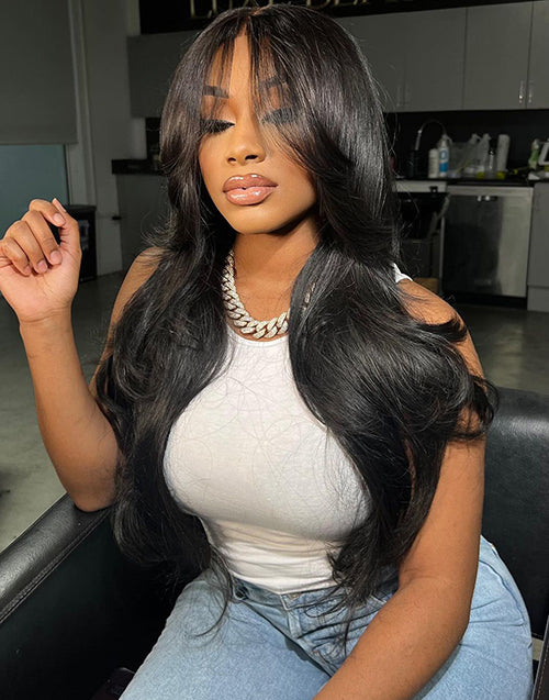 Damla- Smart-Fit Pull Go 7x5 Pre Everything New Curtain Bangs Glueless Lace Wig Trendy Style Human Hair Wigs