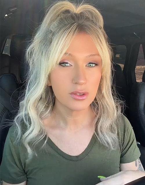 Love- Influencer Same Curtain Bangs Highlight Ash Blonde Wavy Bob Wig True-Hold Glueless Wig Human Hair
