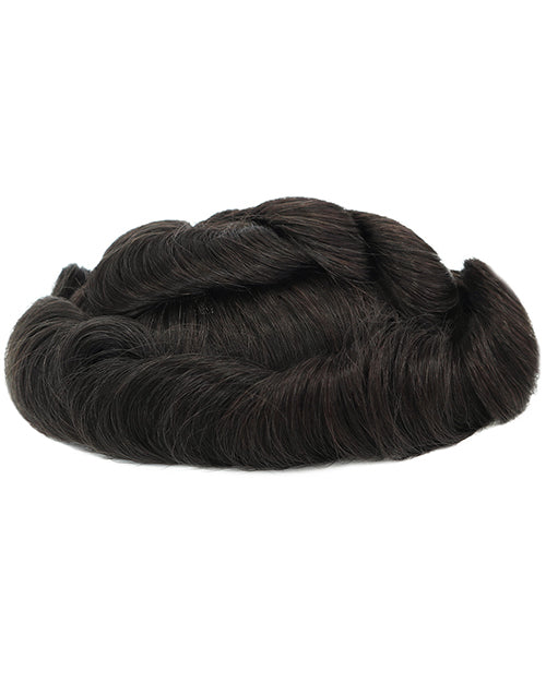 8"x10" Toupee for Men Fine Mono in Body 1.25" Polyskin in Perimeter Indian Human Hair