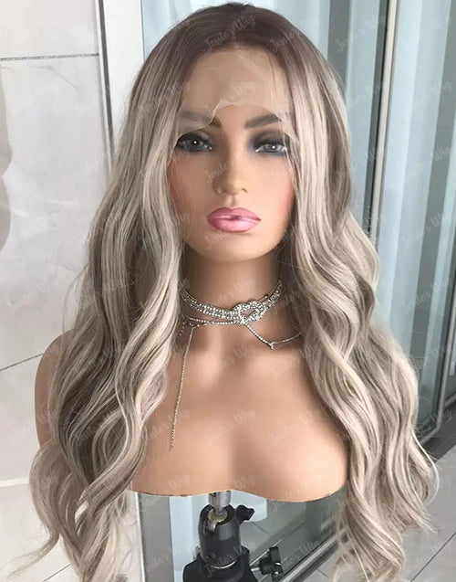 Rely-Highlight Platinum Blonde Loose Wavy 13x4 Frontal Wig Glueless Human Hair Wig