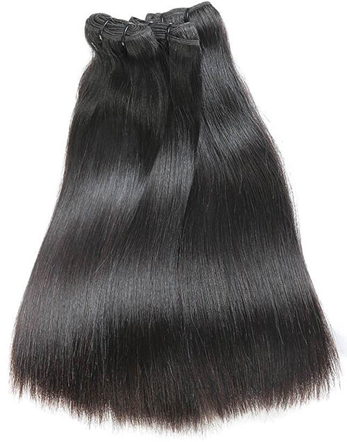 {15A 1/3Pcs} Super Double Drawn Straight Full End Unprocessed Natural Black 1/3 Bundles Human Hair Extensions