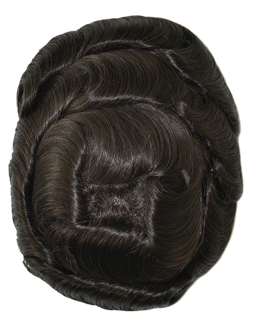 6"x8" Toupee for Men Fine Mono With 1" Poly Coating in Perimeter Indian Human Hair