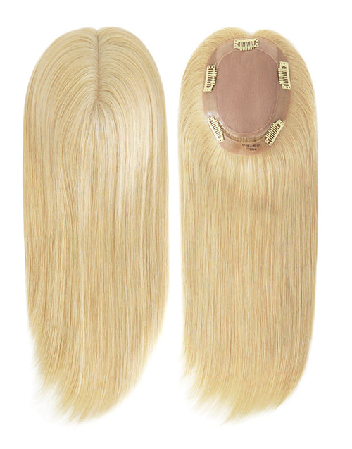 5.5"X6.5" Clip In Human Hair Topper With Silk Top 16 Inch