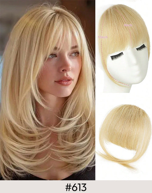 #8/#613/#18/Black/Dark Brown/Medium Brown/Soft Brown Clip in Bangs Daily Wear Real Human Hair Clip On Bangs
