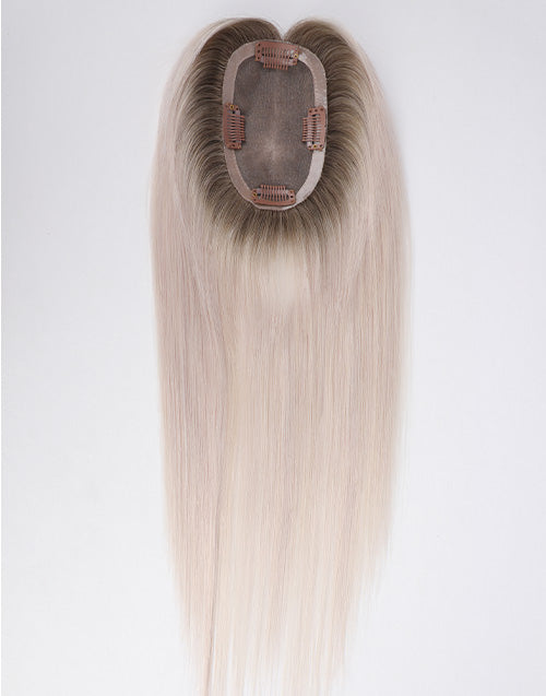 T7/White Mono Top 3"X5" 5.5"X6" Human Hair Topper For Women Thinning Hair Or Hair Loss