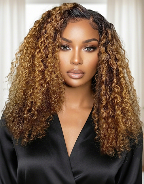 [Ready To Ship]Mila- Ombre Honey Blonde Curly 13x4 Lace Glueless Wigs