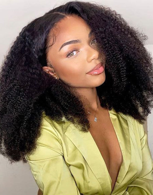 18" Afro Kinky Curly Wig Glueless Human Hair Wig Flash Deal